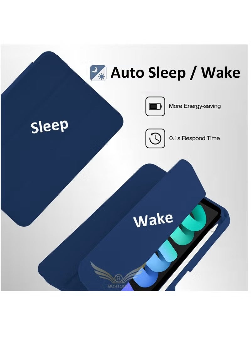 Cat - Cot Cat-Cot Smart Folding Case for iPad Mini 3 / 2 / 1 (7.9-inch) with Pencil Holder, Silicone Stand Cover - Dark Blue - Image 4