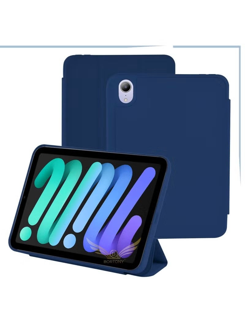 Cat - Cot Cat-Cot Smart Folding Case for iPad Mini 3 / 2 / 1 (7.9-inch) with Pencil Holder, Silicone Stand Cover - Dark Blue - Image 2