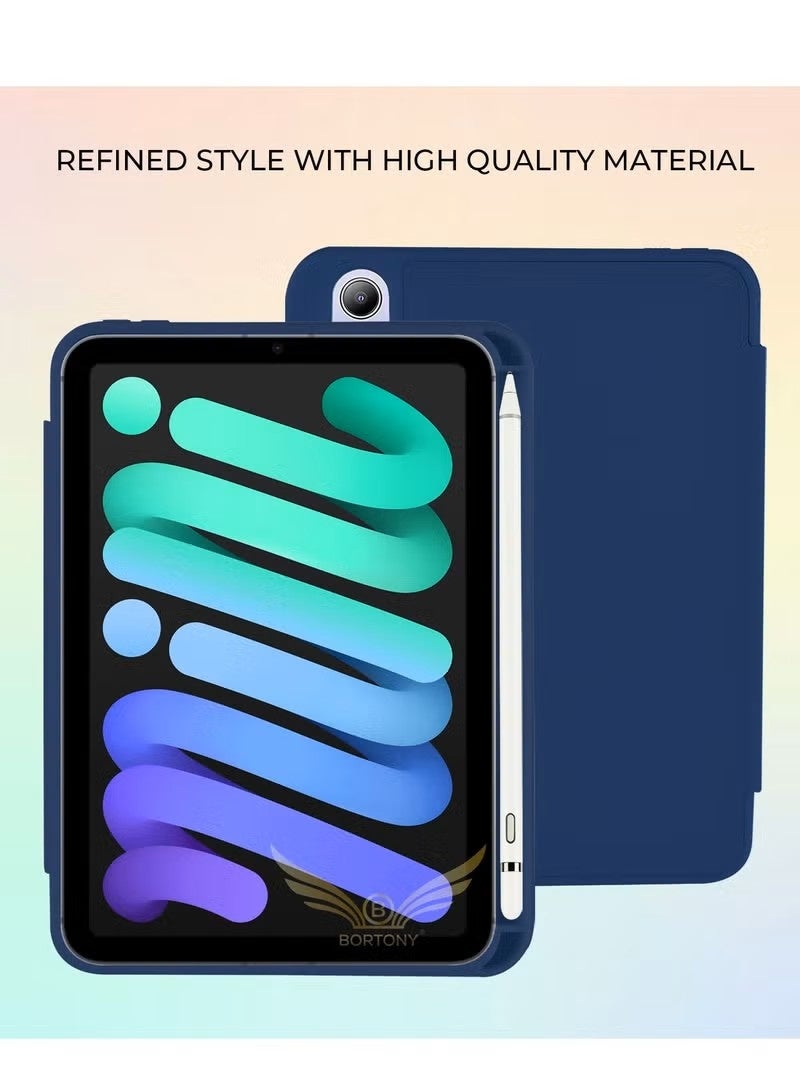Cat - Cot Cat-Cot Smart Folding Case for iPad Mini 3 / 2 / 1 (7.9-inch) with Pencil Holder, Silicone Stand Cover - Dark Blue - Image 3