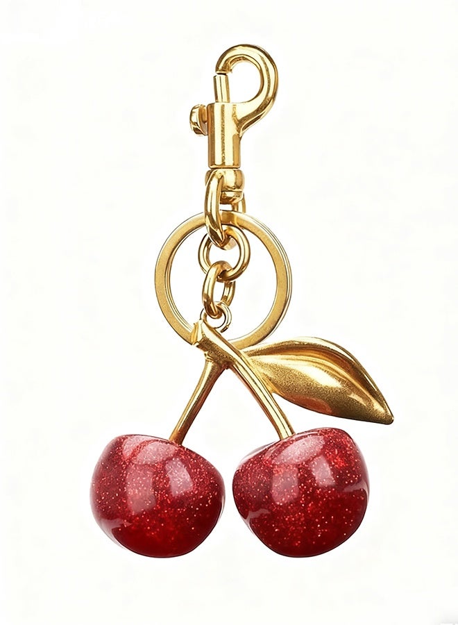 Happy D Cherry Bag Charm Purse Charms Keychain- Car Cherry Accessories Bag Accessory keychians Gifts for Women Purses Bags Handbags Wallets Backpacks - Image 2