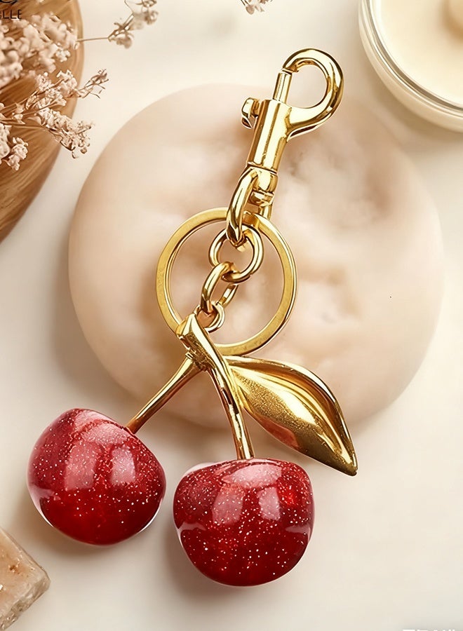Happy D Cherry Bag Charm Purse Charms Keychain- Car Cherry Accessories Bag Accessory keychians Gifts for Women Purses Bags Handbags Wallets Backpacks - Image 3