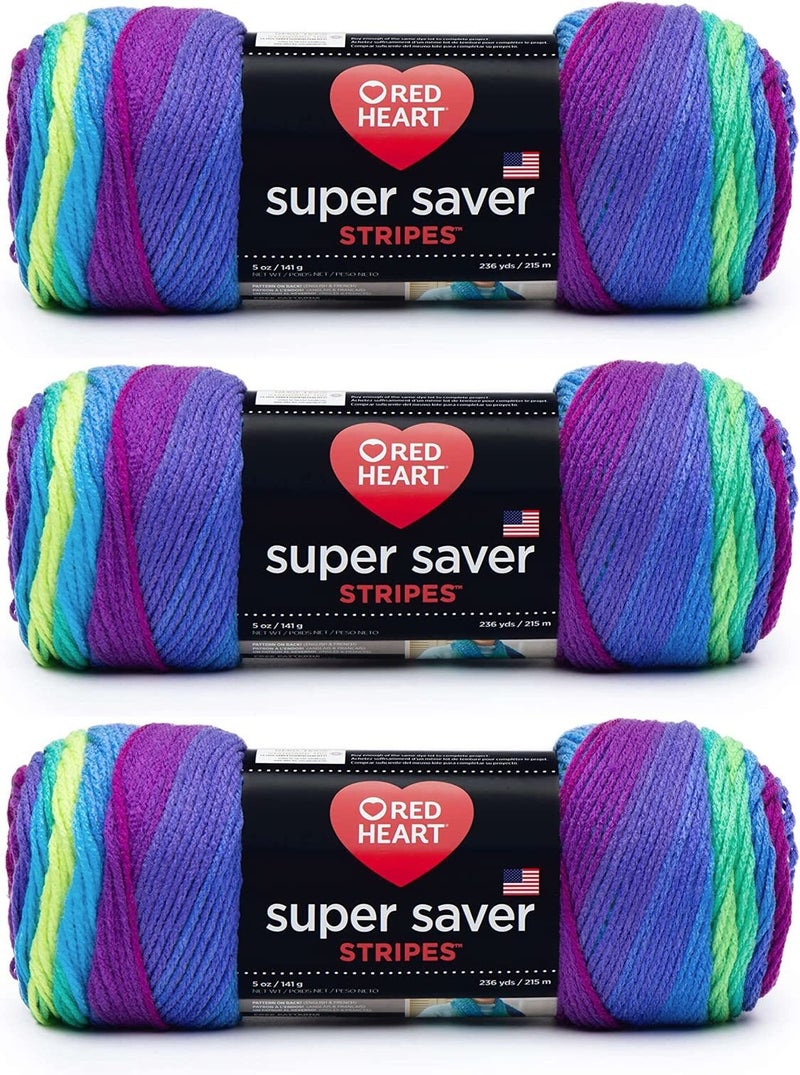 Red Heart Super Saver Yarn Parrot Stripe 3 Count