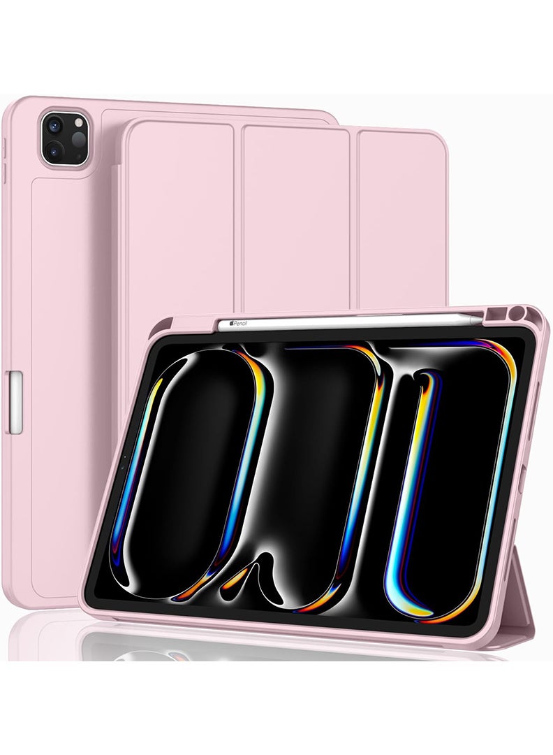 Theodor Slim Smart Case for iPad Pro 11 Inch M5 2025/ M4 2024, Smart Cover iPad Pro 11 Inch– Lightweight Protective Cover with Pencil Holder, Auto Sleep/Wake, Soft TPU Back – Pink
