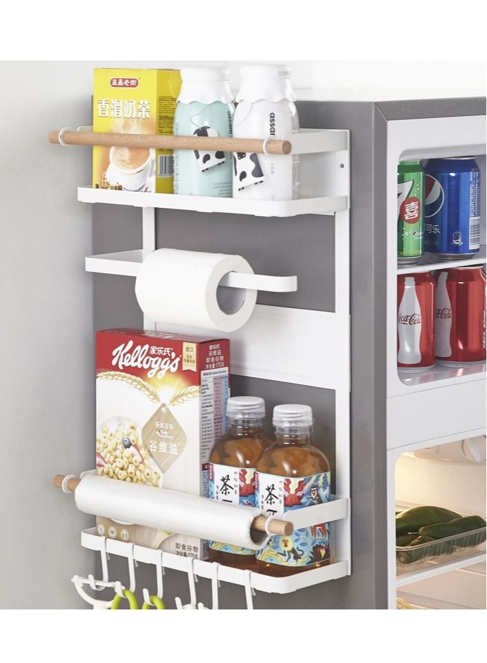 DARIYAH 4-Layer Magnetic Multi-functional Side Shelf Refrigerator Storage Rack Fridge Sidewall Holder Organizer with Hanging Hook - Image 1