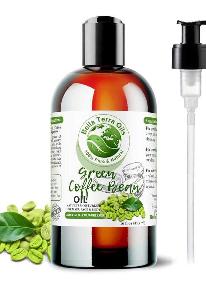 Bella Terra Oils Green Coffee Bean Oil 16oz - Harness the Purity of Coffee Serum Ingredients, Enriched with Potent Acids for Lush & Healthy Skin - Image 1