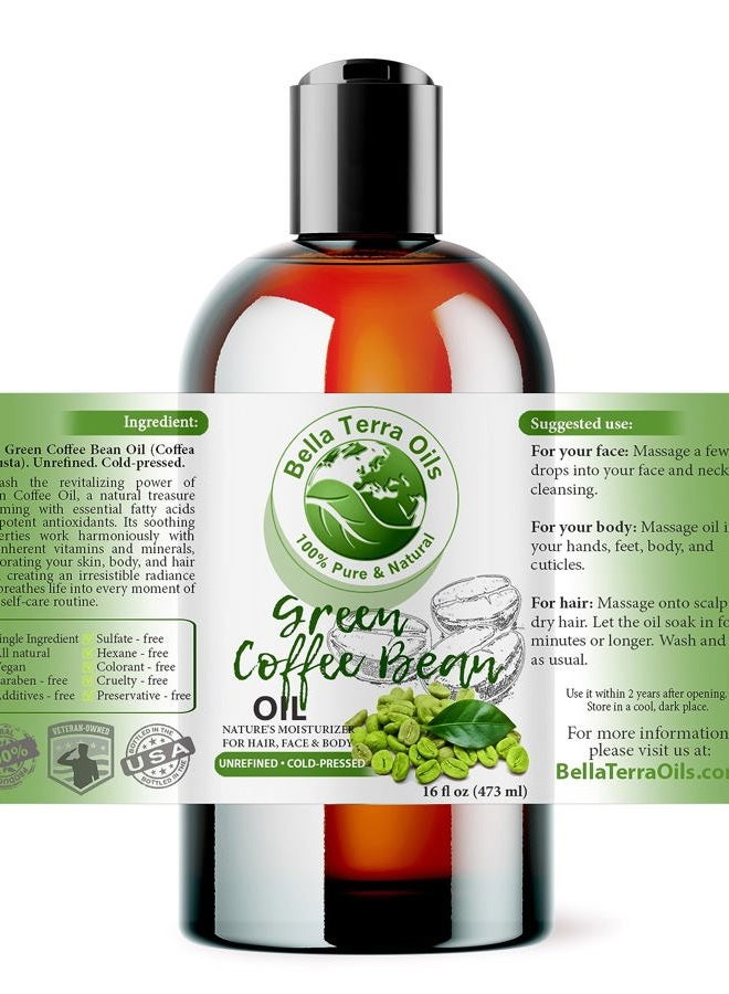 Bella Terra Oils Green Coffee Bean Oil 16oz - Harness the Purity of Coffee Serum Ingredients, Enriched with Potent Acids for Lush & Healthy Skin - Image 2