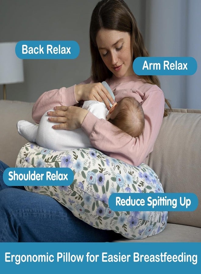 LittleDuds Baby Feeding Pillow for New Born Baby, Breastfeeding & Nursing Pillow with Removable Cover, Infant Support Cushion for 0–24 Months, Tummy Time Pillow | Cottage Care (Leaves) - Image 3