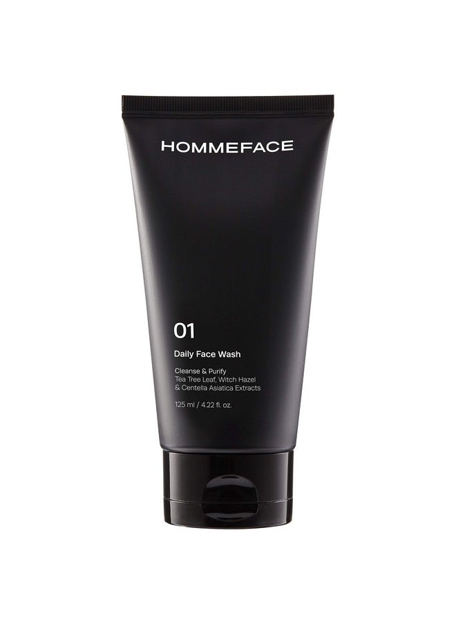 HOMMEFACE HommeFace Daily Face Wash for Men, 4.22 Fl. Oz. Gentle Facial Cleanser for Deep Cleansing & Purifying with Collagen, Witch Hazel & Cica Extracts, Vegan  - Image 1