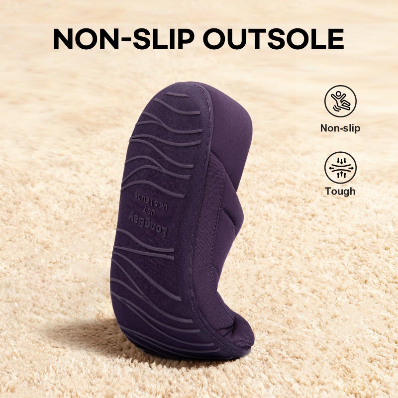 LongBay Women's Comfy Slippers Indoor Outdoor House Shoes with Removable Insole & Non-Slip Sole Purple, 7 - Image 5