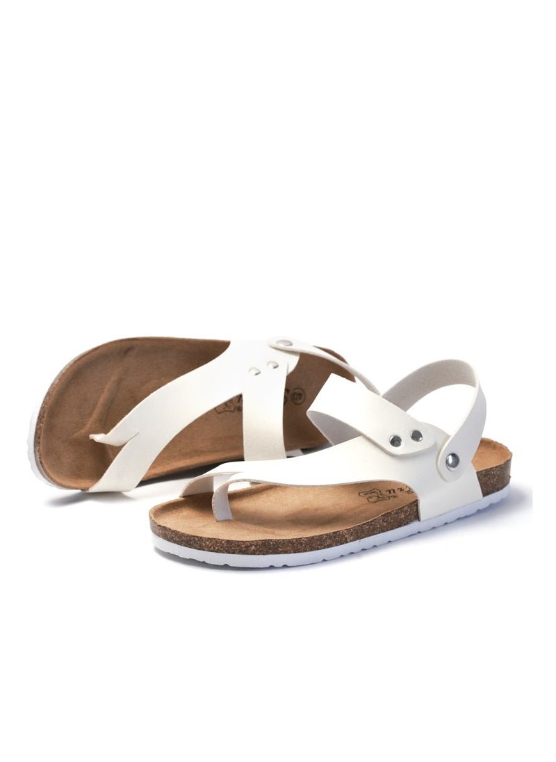 SänHahn - Casual Sandals Men's Beach Shoes Women's Cork Slippers Summer Flip-flops White - Image 1