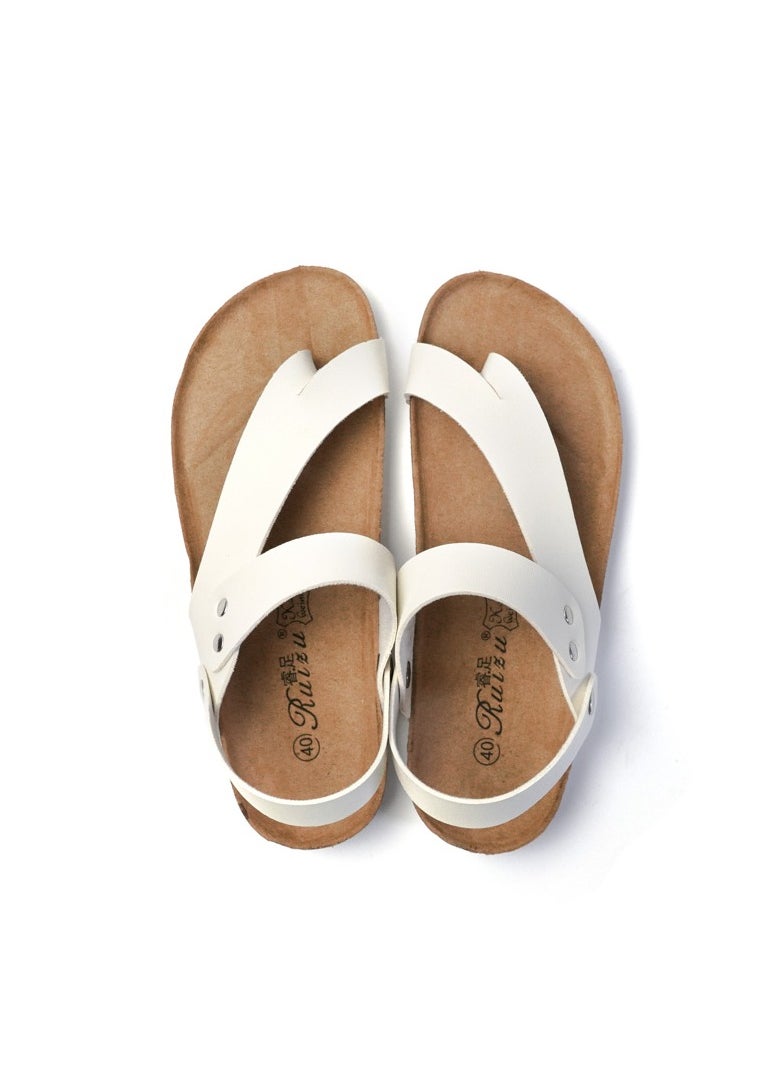 SänHahn - Casual Sandals Men's Beach Shoes Women's Cork Slippers Summer Flip-flops White - Image 1