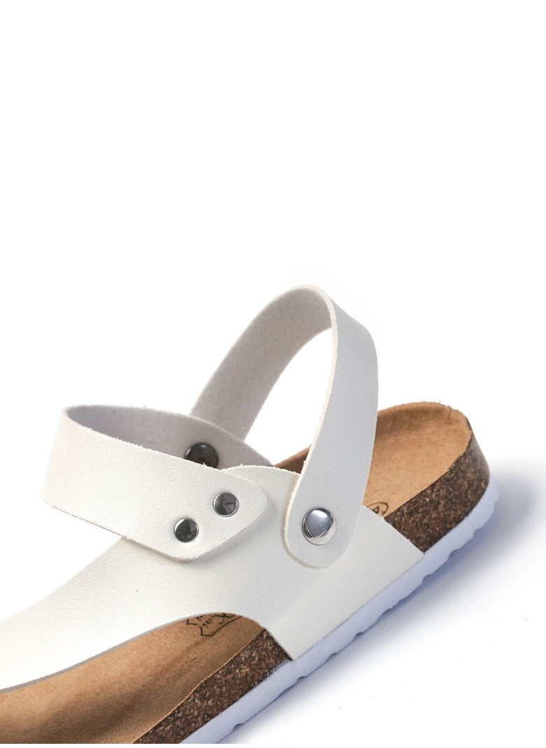 SänHahn - Casual Sandals Men's Beach Shoes Women's Cork Slippers Summer Flip-flops White - Image 1