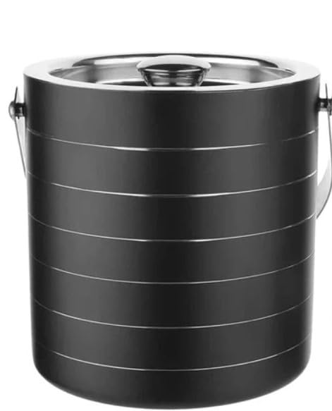 GLEDAM GLEDAM Premium DoubleWalled 15L Insulated Stainless Steel Ice Bucket with Tong for Cocktail Bar Black with Silver Lining Premium Ice Bucket for Home and Party Ice Buckets with Lid1 Pcs Each  - Image 5