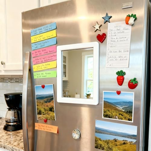 ARTLYMERS Magnetic Locker Mirror, 5x7 Real Glass Small Mirrors for Locker with Magnetic Backing, for School Locker, Bathroom, Household Refrigerator, Locker Accessory (White) - Image 4