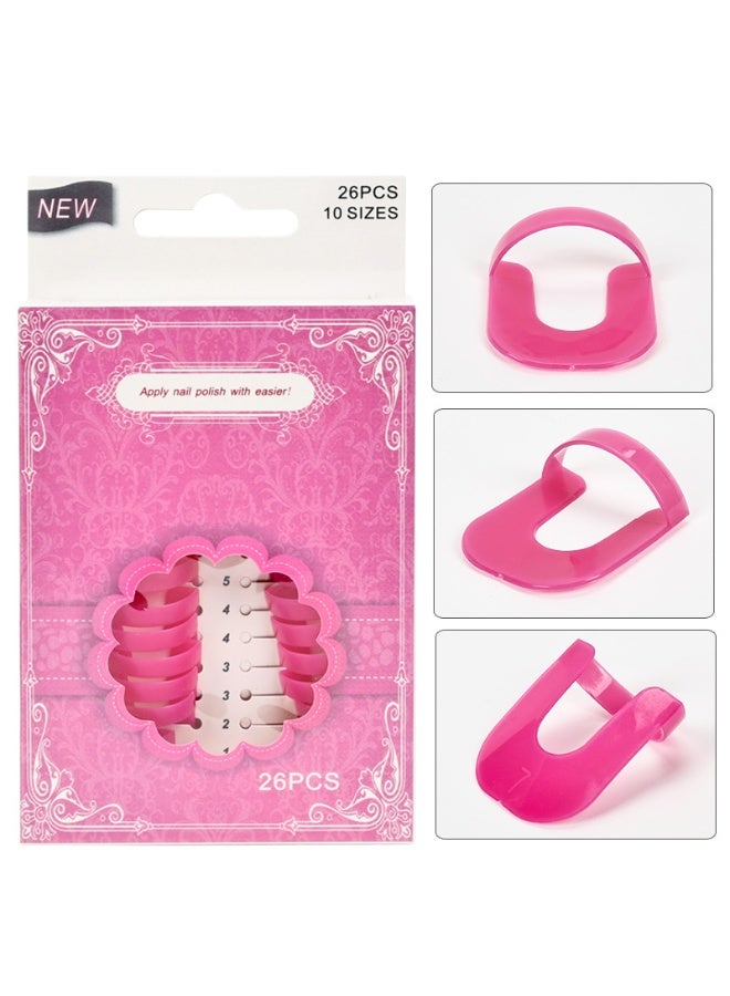 يوكانبي مجموعة 26 قطعة من واقيات طلاء الأظافر على شكل U – 10 مقاسات مختلفة لمنع الانسكاب وتطبيق دقيق لفن الأظافر - Image 1