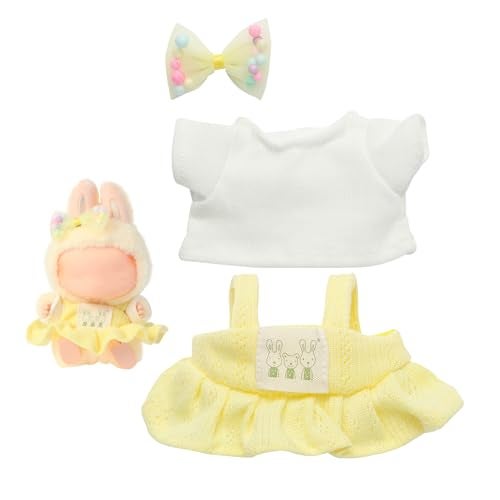 Ciunura Doll Clothing for Labubu Premium Outfits for Labubu Dressing up Doll Accessories for Labubu with Shirt Dress BowYellow - Image 1