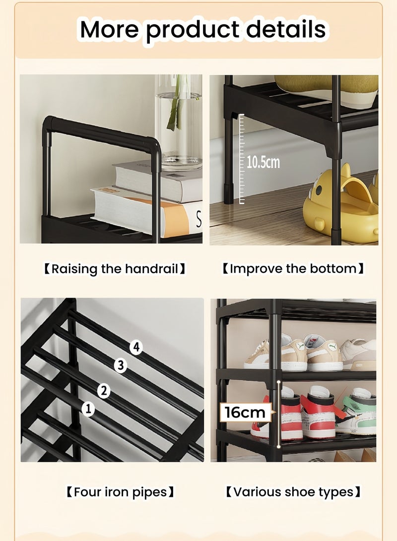 6-Tier Free Standing Shoe Racks,High foot design,Multi Scenario Functional Support Space Saving Organizer,Shoe Rack Cabinet Stackable Tower for Entryway,Hallway,Closet(Black) - Image 3