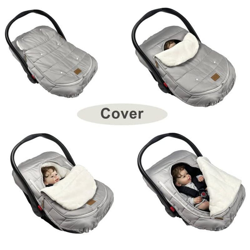 funlife Car Seat Bunting Bag Set Cover for Spring Fall Front Height Adjustable Waterproof Infant Carseat Sleeping Bag for Winter for Harsh Winter Use Car Seat Cover and Bunting Bag Together - Image 3