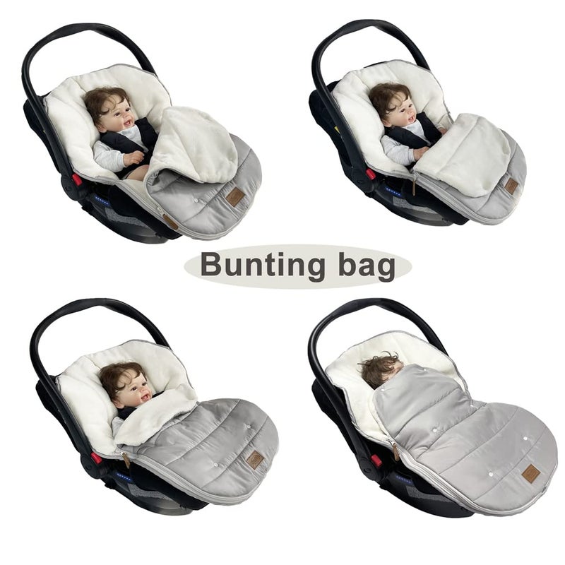 funlife Car Seat Bunting Bag Set Cover for Spring Fall Front Height Adjustable Waterproof Infant Carseat Sleeping Bag for Winter for Harsh Winter Use Car Seat Cover and Bunting Bag Together - Image 4