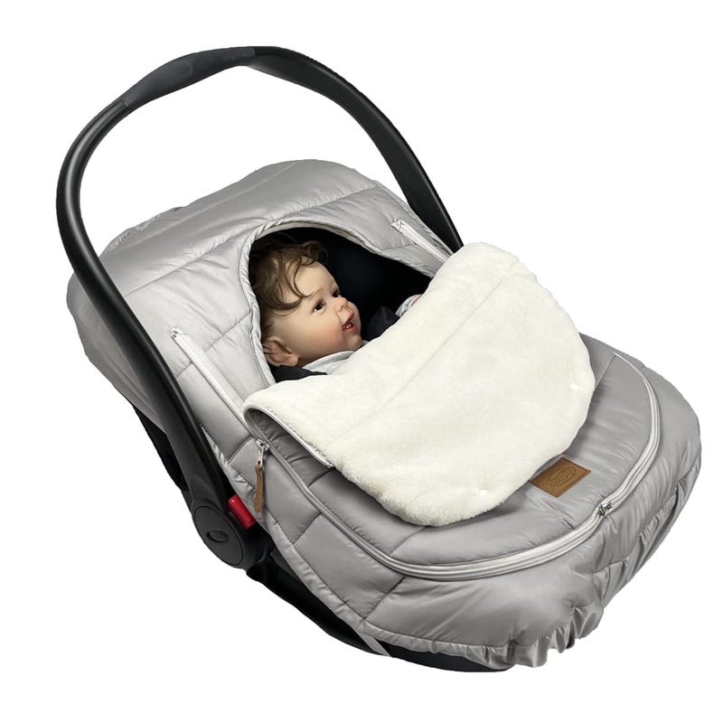 funlife Car Seat Bunting Bag Set Cover for Spring Fall Front Height Adjustable Waterproof Infant Carseat Sleeping Bag for Winter for Harsh Winter Use Car Seat Cover and Bunting Bag Together - Image 5