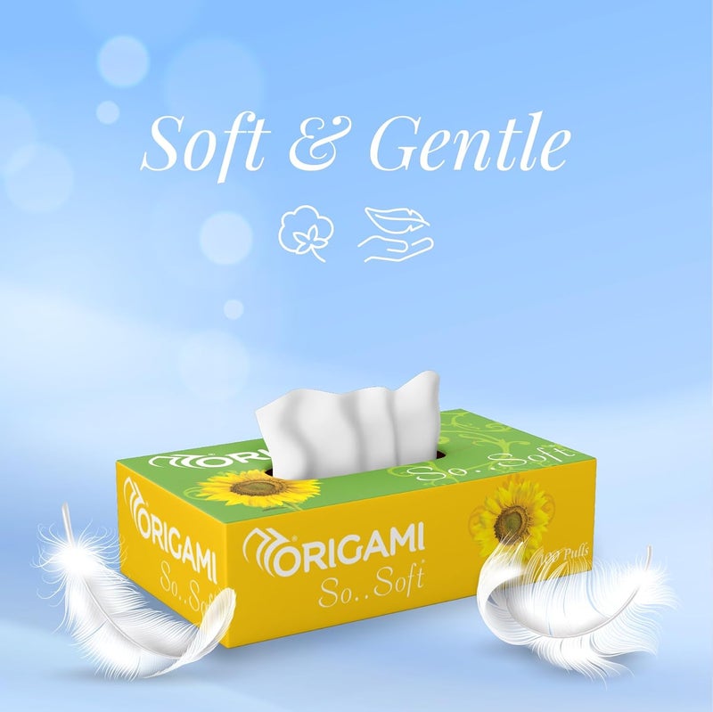 Origami 2 Ply Facial Tissue Box | Car Tissue - Pack of 4 (100 Pulls Per Box, 400 Sheets (800 sheets) - Image 3