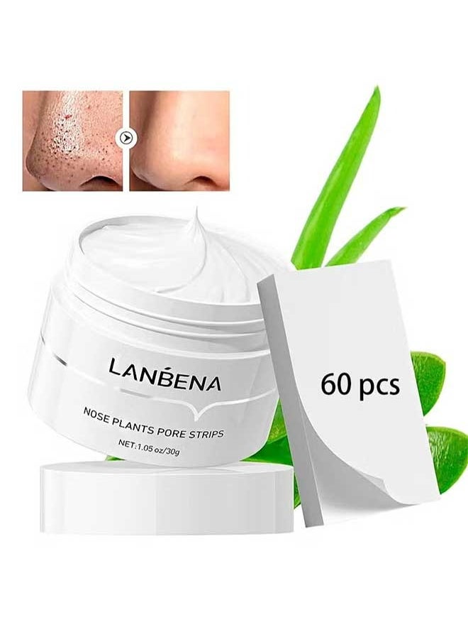 LANBENA Blackhead Remover Nose Mask, Deep Cleaning,Remove Acne and Removal Exfoliating Mask, Nose Plant Pore Cleaning Mask(30g + 60pcs Paper)  - Image 1