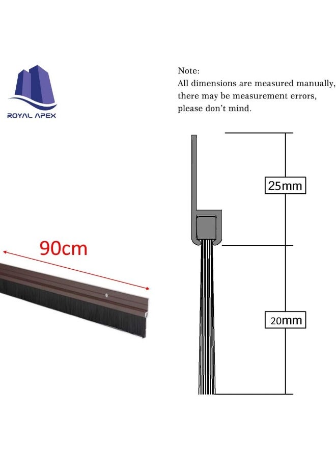 Royal Apex Door Bottom Brush And Rubber Seal With Screw For Exterior/Interior Doors, Insulation Door Seal Sound Proof Under Door Draft Blocker- Keeping Noise Repellent And Dust (90Cm, Brush Brown)  - Image 2