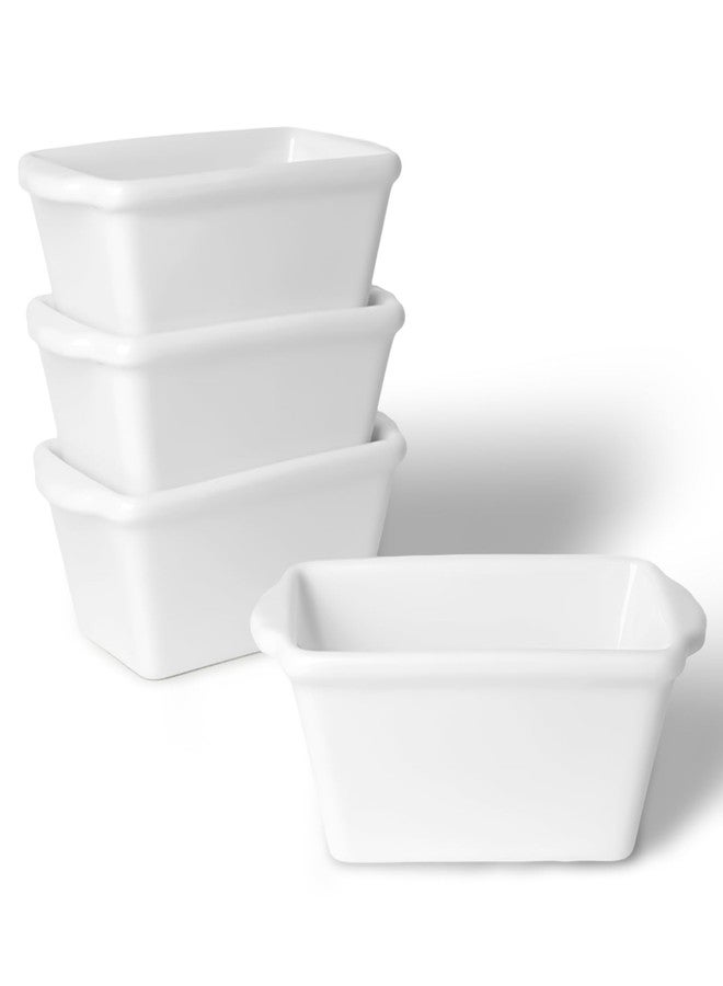 GDCZ Mini Loaf Pan Set, 6.2-Inch 4 Pcs Ceramics Non-Stick Baking Bread Pan, Rectangular Bread Baking Tray with Handle, Microwave and Dishwasher Safe, White - Image 1