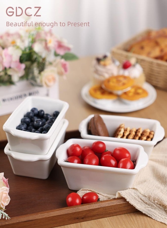 GDCZ Mini Loaf Pan Set, 6.2-Inch 4 Pcs Ceramics Non-Stick Baking Bread Pan, Rectangular Bread Baking Tray with Handle, Microwave and Dishwasher Safe, White - Image 5