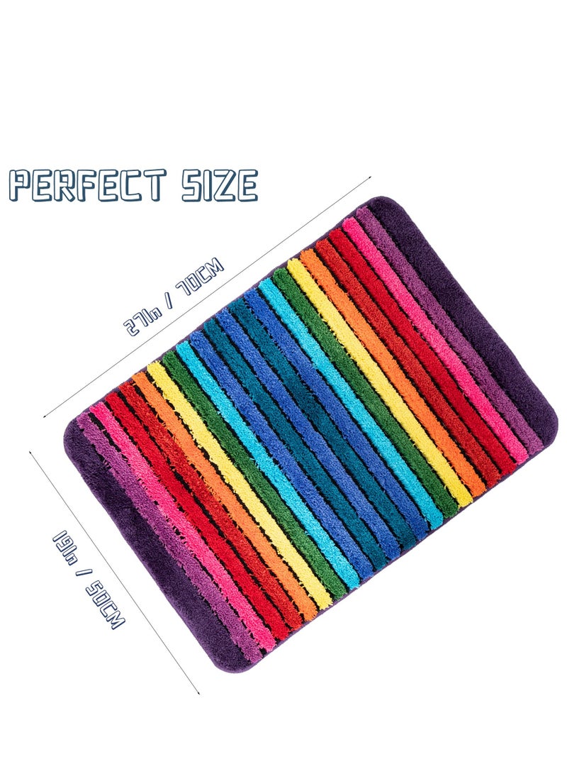 Excefore Bathroom Rug Mat, Rainbow Extra Soft and Absorbent Microfiber Non-slip Plush Machine Washable Bath Rugs 20 X 27 Inches - Image 2