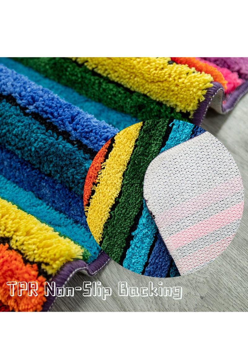 Excefore Bathroom Rug Mat, Rainbow Extra Soft and Absorbent Microfiber Non-slip Plush Machine Washable Bath Rugs 20 X 27 Inches - Image 4