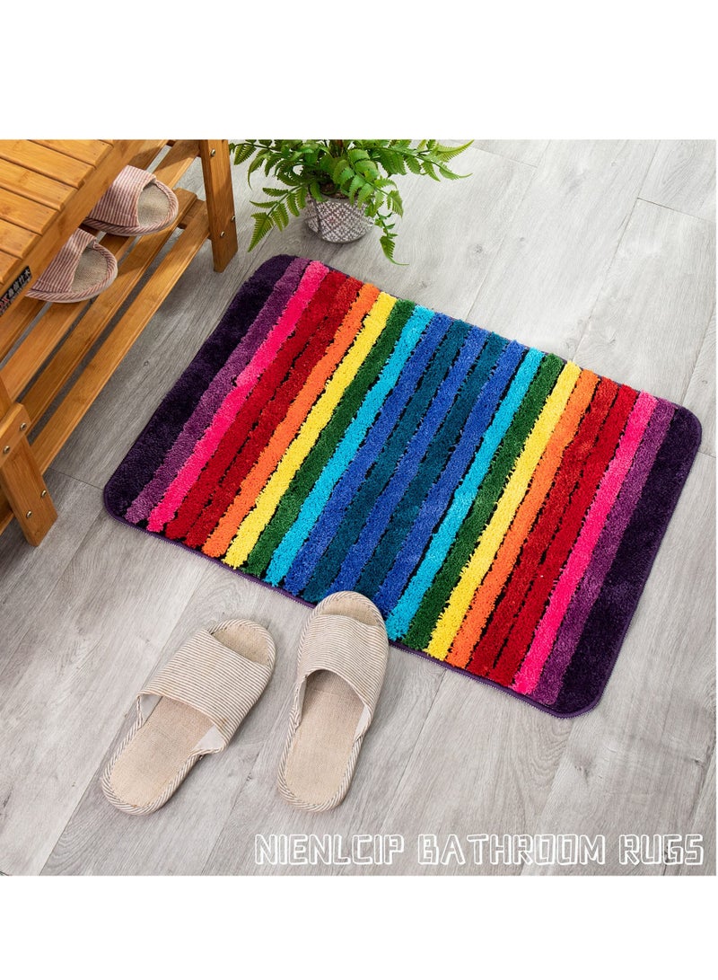 Excefore Bathroom Rug Mat, Rainbow Extra Soft and Absorbent Microfiber Non-slip Plush Machine Washable Bath Rugs 20 X 27 Inches - Image 3