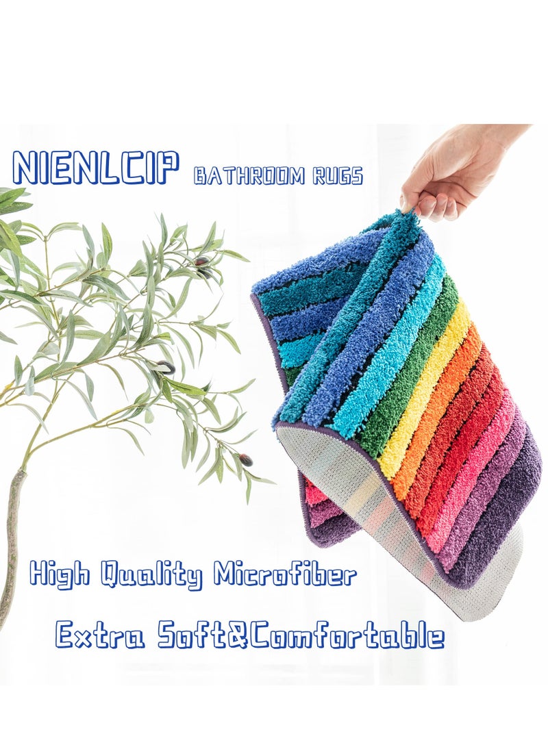 Excefore Bathroom Rug Mat, Rainbow Extra Soft and Absorbent Microfiber Non-slip Plush Machine Washable Bath Rugs 20 X 27 Inches - Image 5