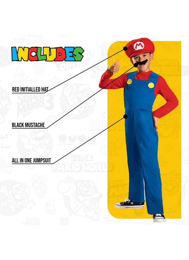 Disguise - Disguise Nintendo Super Mario Bros DISK73689L Classic Costume, (Small 4-6 years), Red, Blue - Image 1