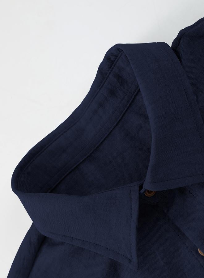 Take Two Men Navy Solid Shirt and Pants Co-ords - Image 3