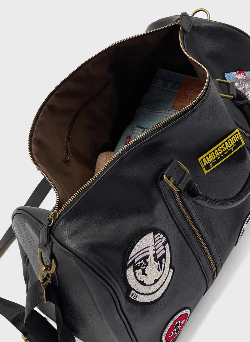 Robert Wood Applique Detail Casual Duffle Bag
