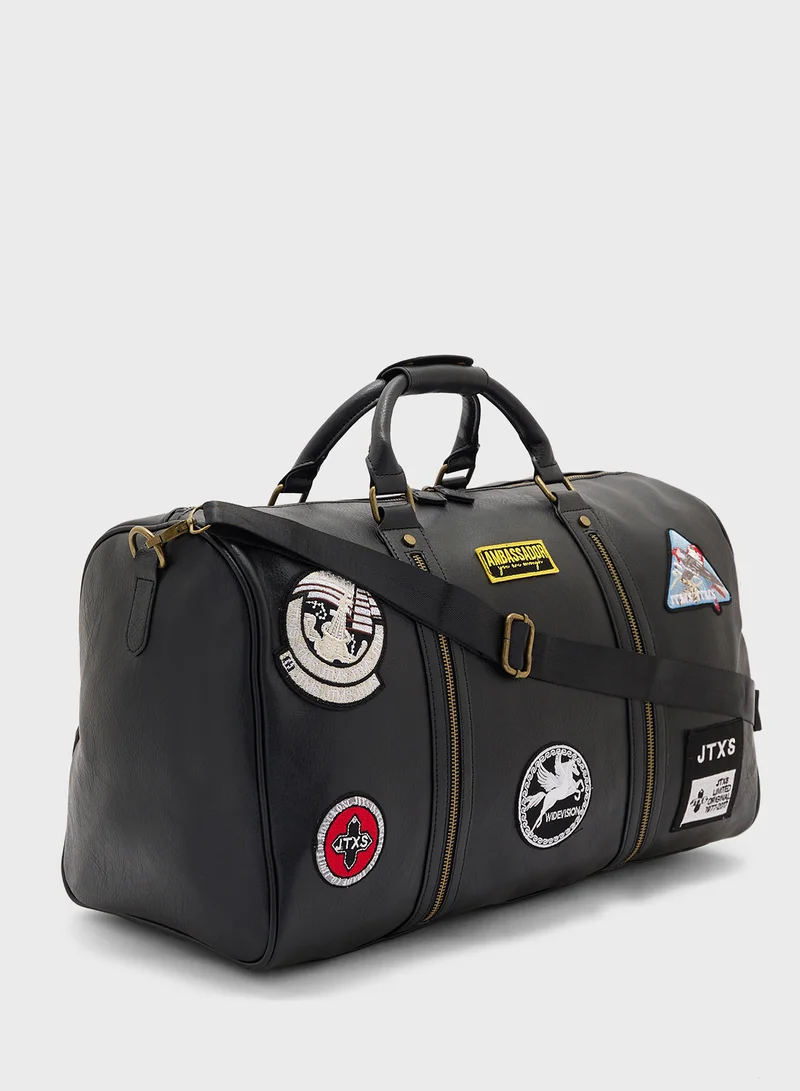 Robert Wood Applique Detail Casual Duffle Bag