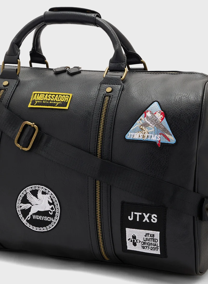 Robert Wood Applique Detail Casual Duffle Bag