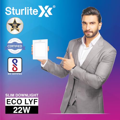Sturlite Eco LYF 22W Square LED Downlight| 6500K Cool White Color Temperature| 1760 Lumens with CRI Tech for Various Ceiling Types and Rooms - (Pack of 1) - Image 2