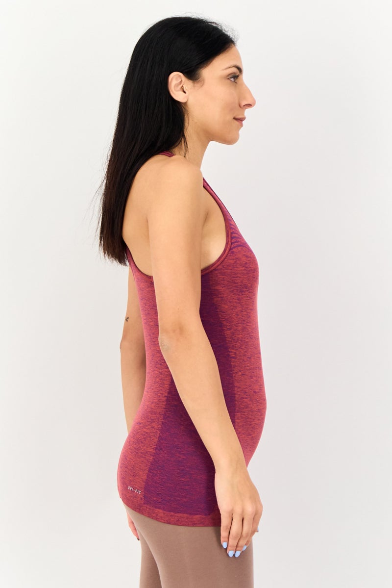 Nike Women Dri Fit Brand Logo Training Tank Top, Heather Maroon - Image 3