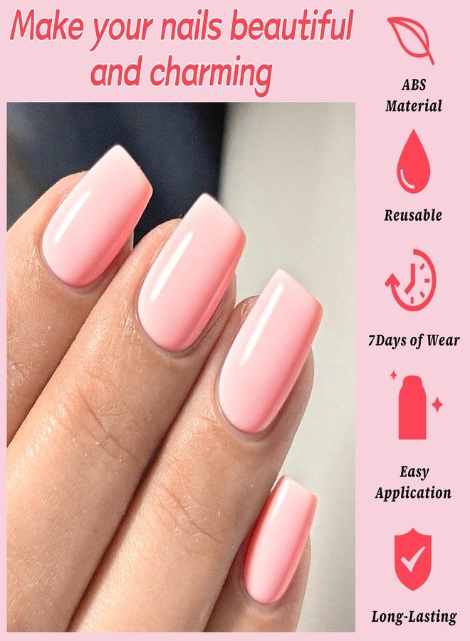 Lifextol 120pc Pink Coffin Press on Nails Short Fake Nails Press ons for Women Acrylic Nail Presson Nail&Glue Tabs, Short Pink Fingernails Coffin False Fingernail Tip Stick on Artificial Fingernail - Image 3