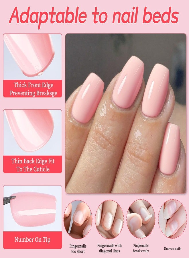Lifextol 120pc Pink Coffin Press on Nails Short Fake Nails Press ons for Women Acrylic Nail Presson Nail&Glue Tabs, Short Pink Fingernails Coffin False Fingernail Tip Stick on Artificial Fingernail - Image 4