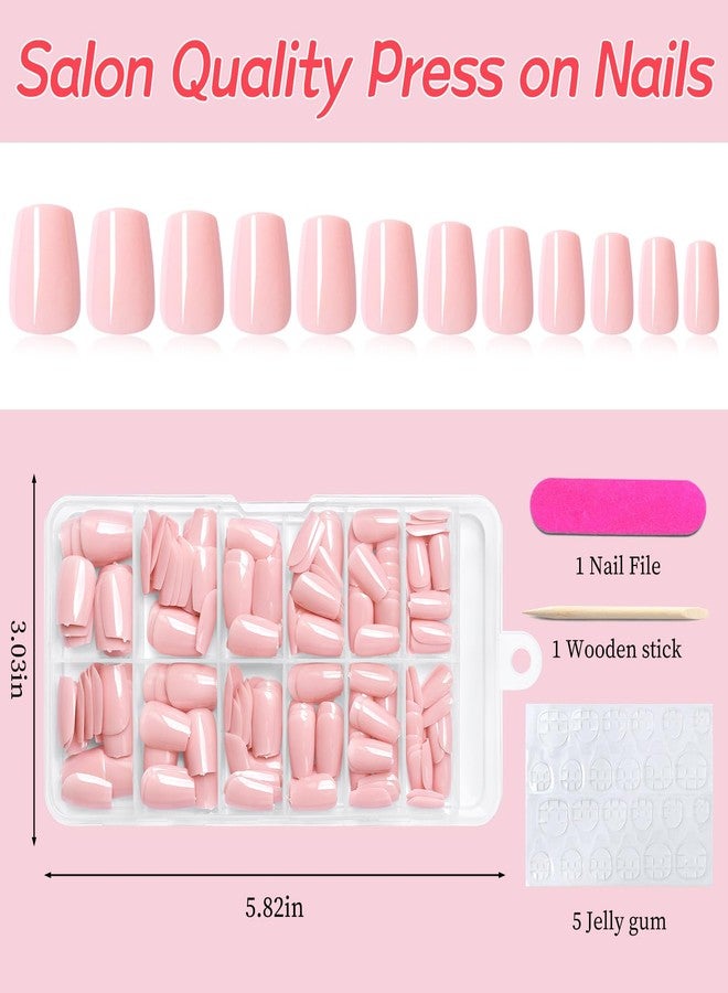 Lifextol 120pc Pink Coffin Press on Nails Short Fake Nails Press ons for Women Acrylic Nail Presson Nail&Glue Tabs, Short Pink Fingernails Coffin False Fingernail Tip Stick on Artificial Fingernail - Image 5