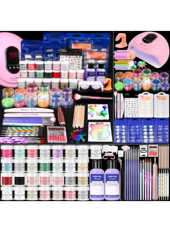 MAJOR DIJIT Acrylic Nails Kit Set 29 Colors with UV Lamp Electric Drill 2x60ml Monomer AllinOne Nail Art Supplies for Beginners with Everything - Image 1