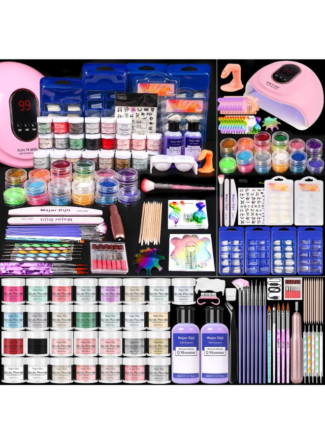 MAJOR DIJIT Acrylic Nails Kit Set 29 Colors with UV Lamp Electric Drill 2x60ml Monomer AllinOne Nail Art Supplies for Beginners with Everything - Image 2