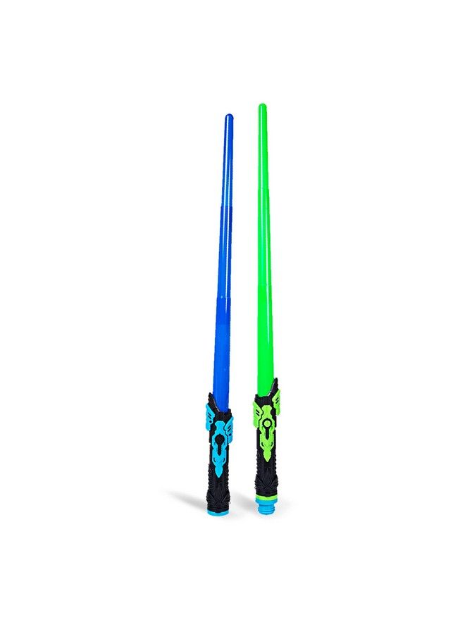BOLEY Light Swords 2 Pk Blue & Green Lightup Plastic Kids Toy Sword Play Set For Boys & Girls Ages 3+ - Image 1