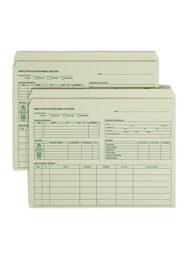 Smead Employee Record File Folder Straightcut Tab Letter Size Moss 20 Per Pack (77000) - Image 2