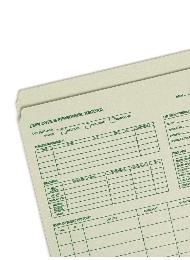 Smead Employee Record File Folder Straightcut Tab Letter Size Moss 20 Per Pack (77000) - Image 4