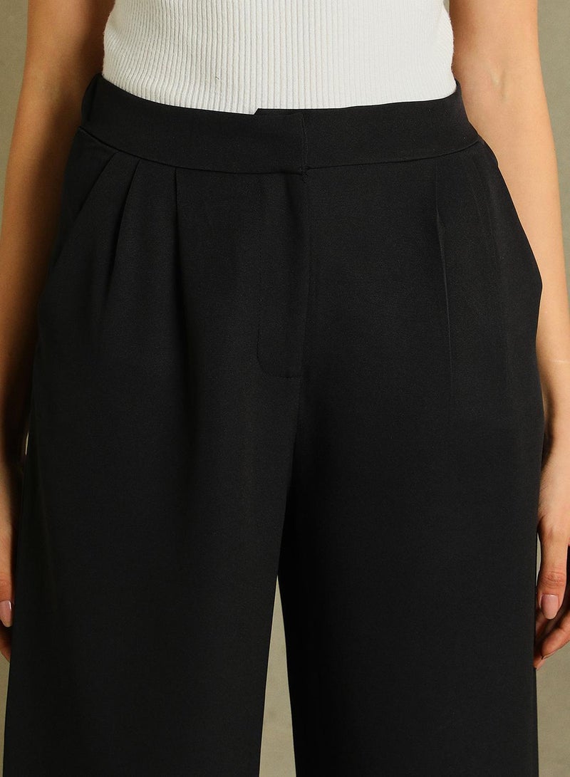 Dennis Lingo Women's Black 100% Polyester Solid Full Length Pleat Front Relaxed Fit Trouser - Image 5