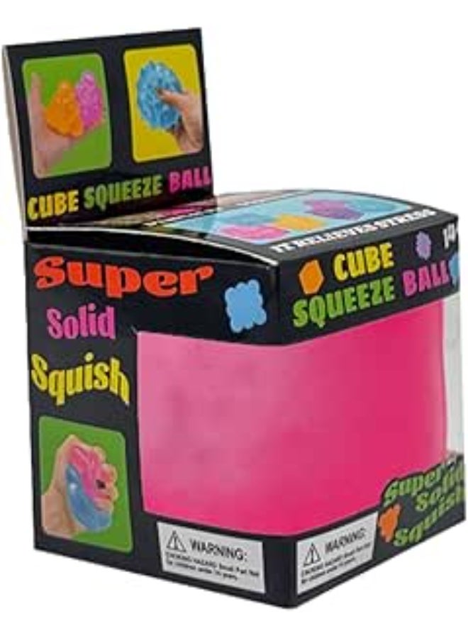 DAT Squishy Cube Stress Ball Pink Squeeze Sensory Fidget Toy for Teens Adults Office Desk Classroom - Image 1